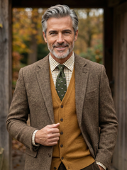 Cravatta verde 3 Pieghe SEGUGIO in lana challis stampata inglese