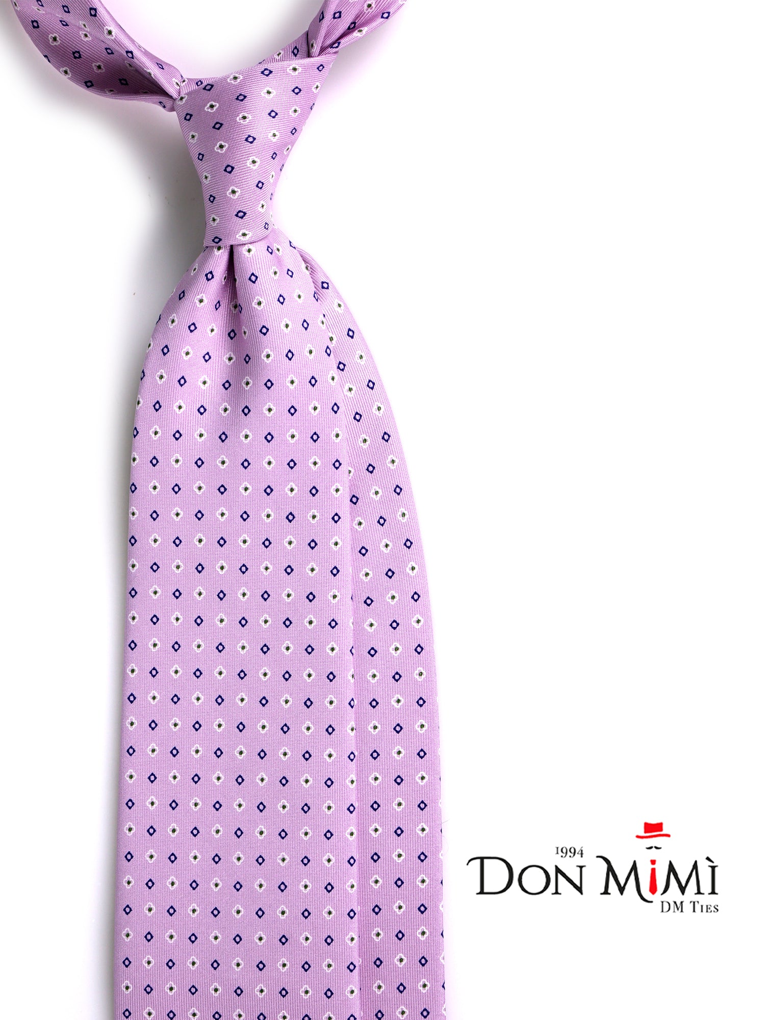 Cravatta 3 pieghe SIGNORIA seta inglese stampata lilla