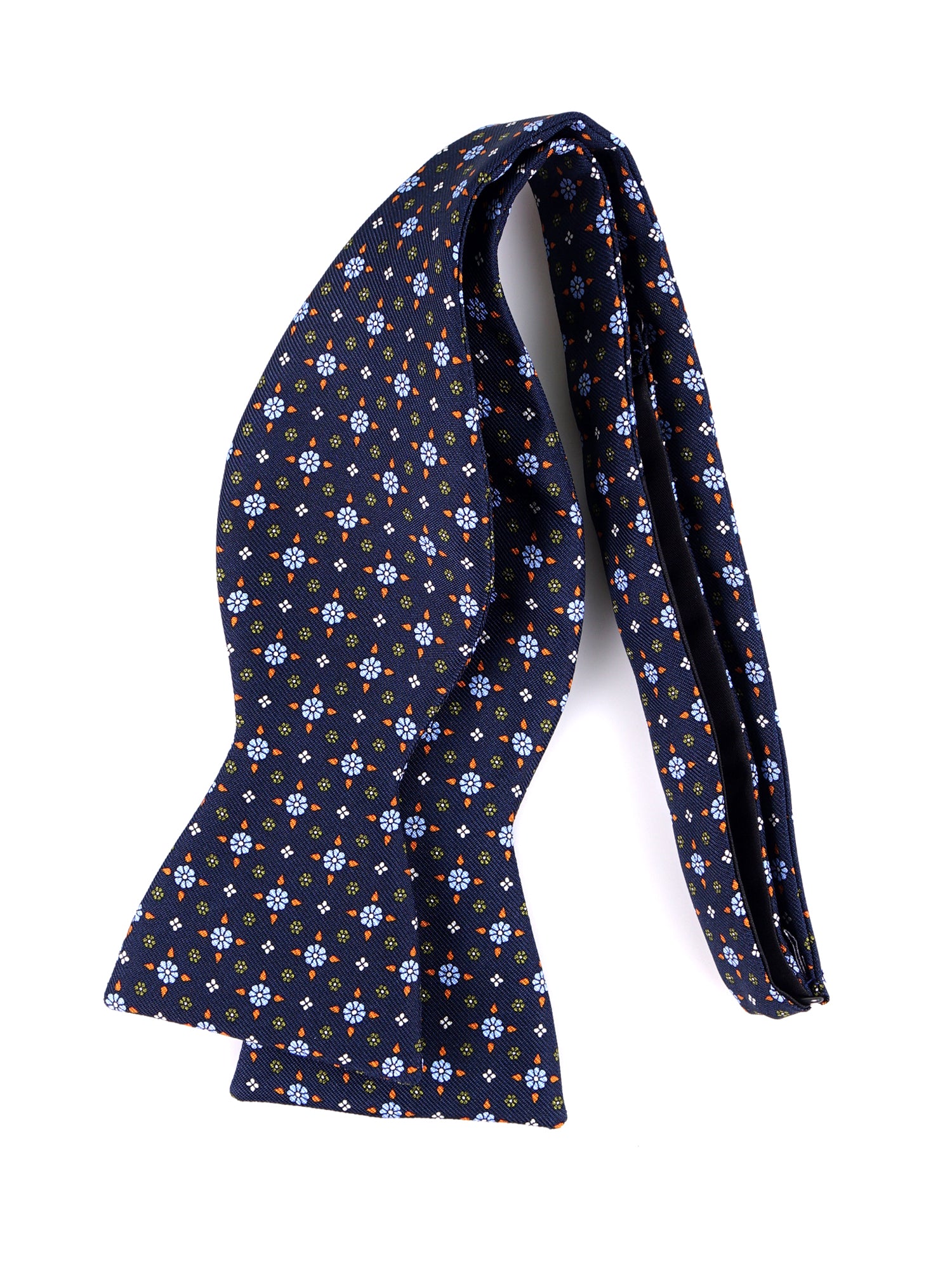 Papillon da annodare blu scuro SIMONE in seta inglese stampata