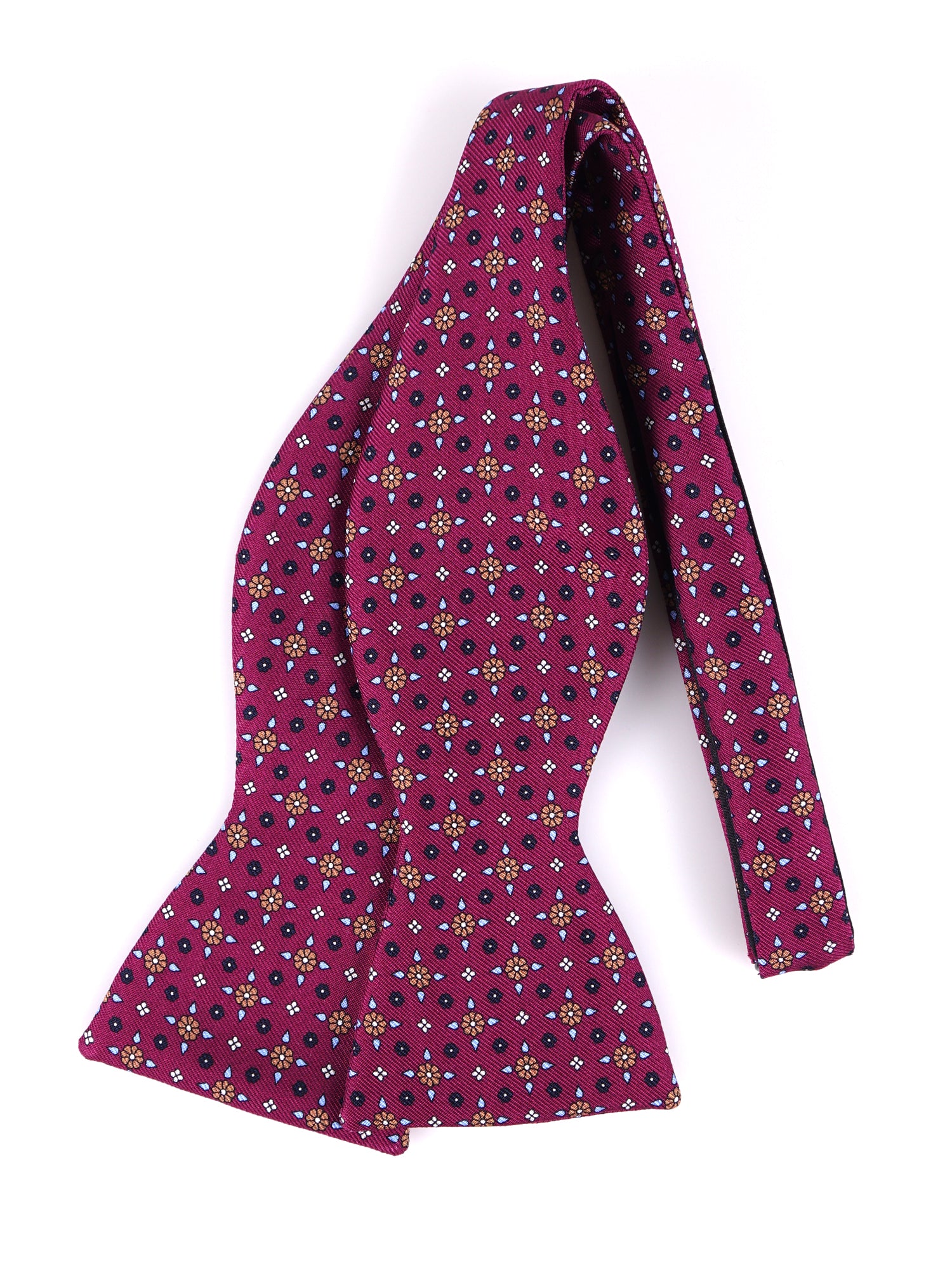 Papillon da annodare SIMONE in seta inglese stampata vinaccia