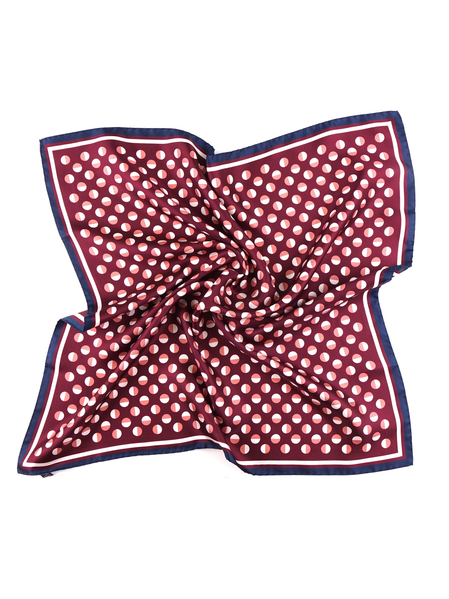 Foulard uomo a pois bordeaux e blu navy in seta stampata SMEAGOL