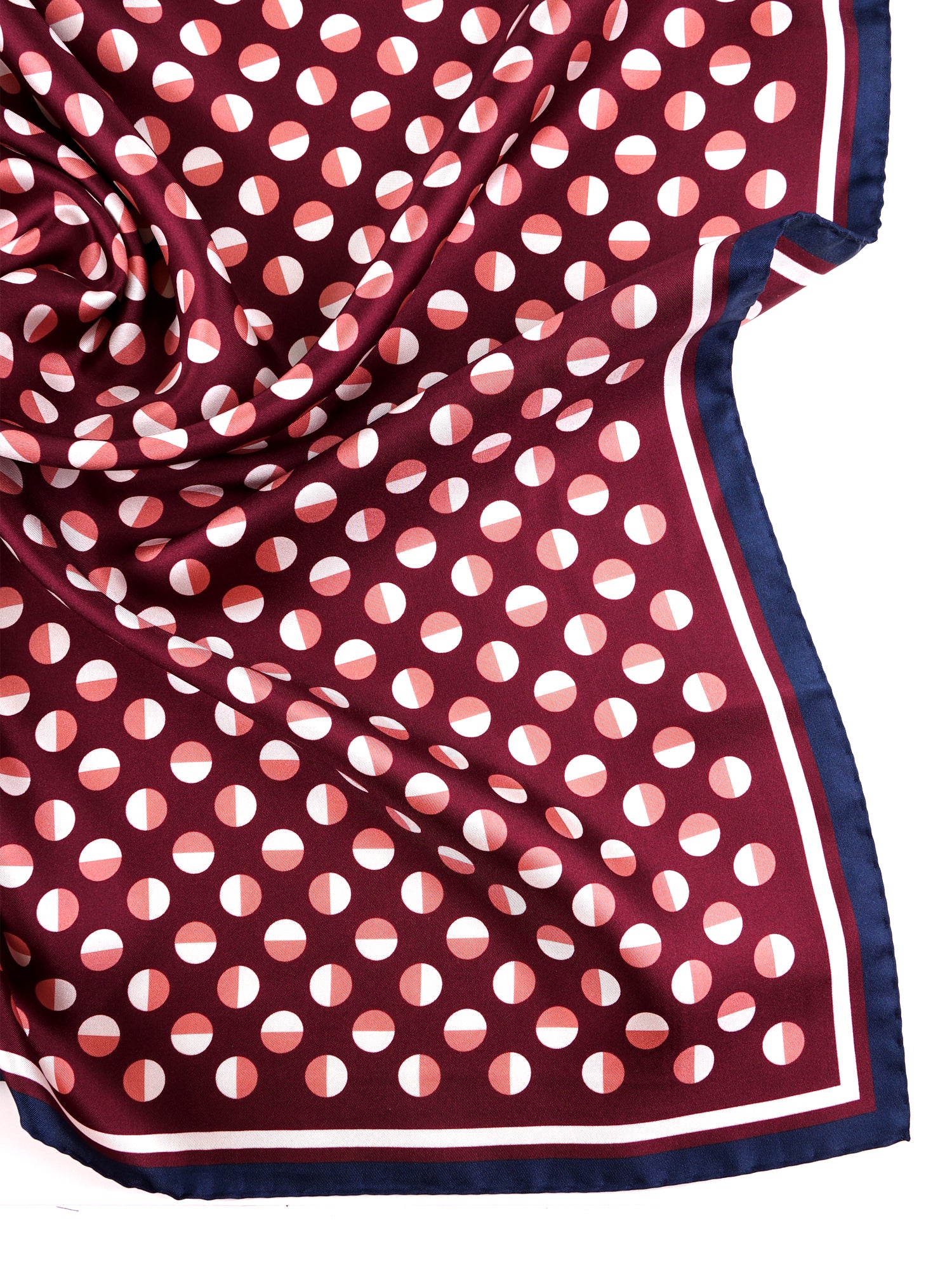 Foulard uomo a pois bordeaux e blu navy in seta stampata SMEAGOL