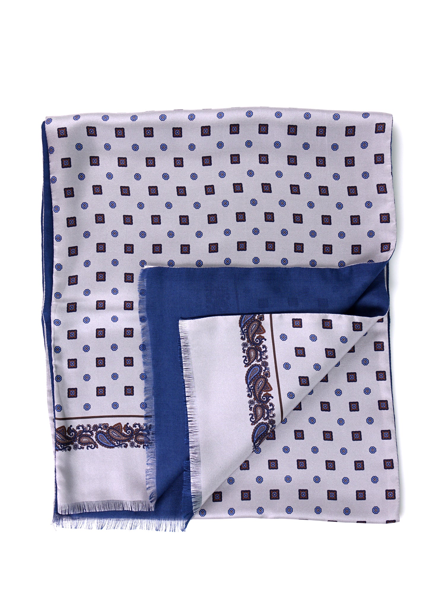 Sciarpa doppiata in seta\lana stampata SPORTY grigio