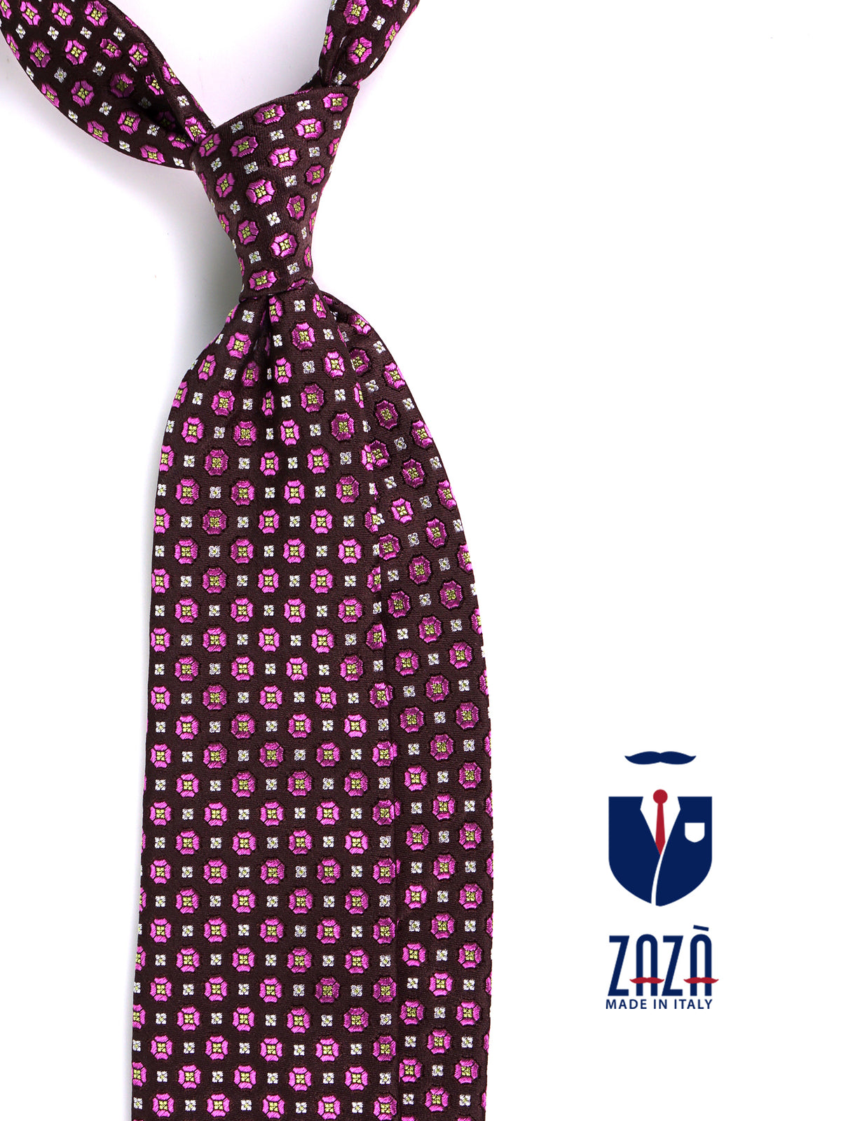 Cravatta 3 pieghe STACEY in seta tessuta marrone