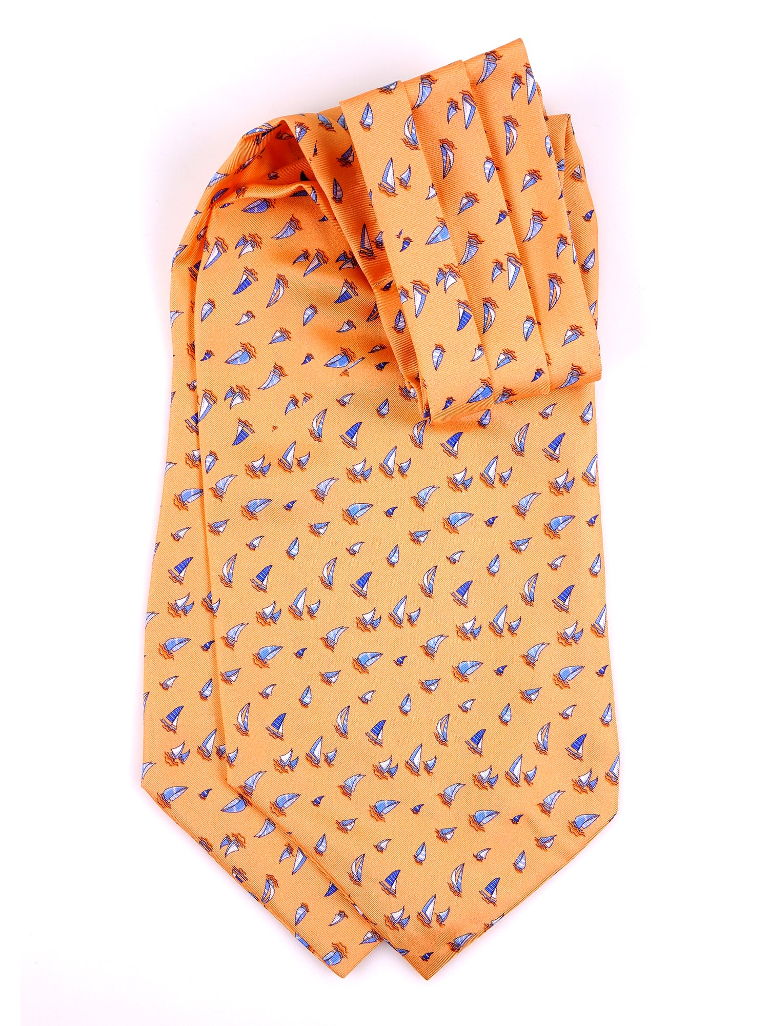 Ascot doppia punta giallo in seta stampata SUNFLARE