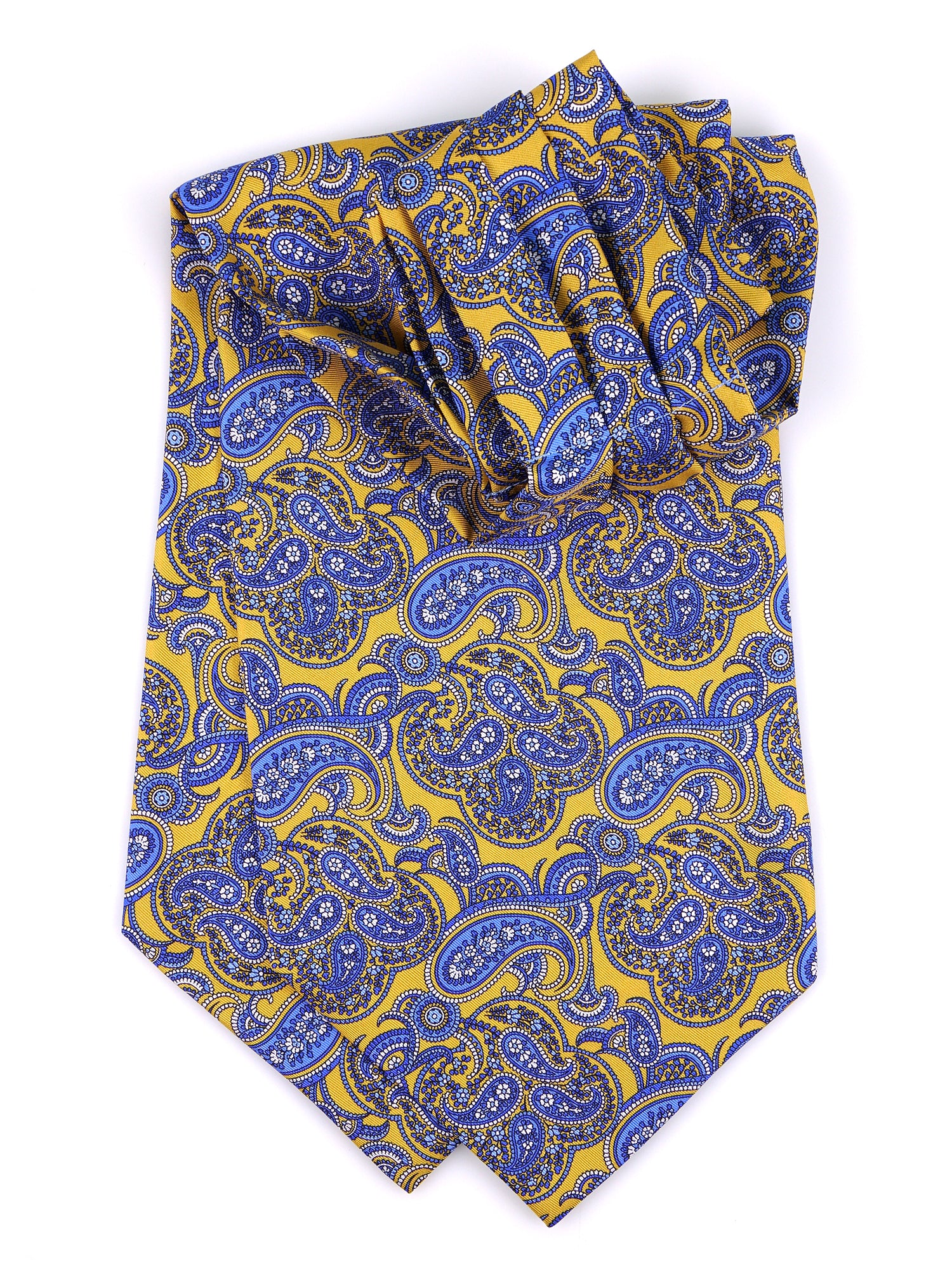 Ascot doppia punta giallo in seta stampata SUNSEA