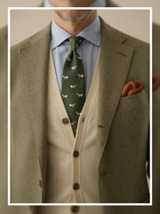 Cravatta verde 3 Pieghe SEGUGIO in seta stampata inglese