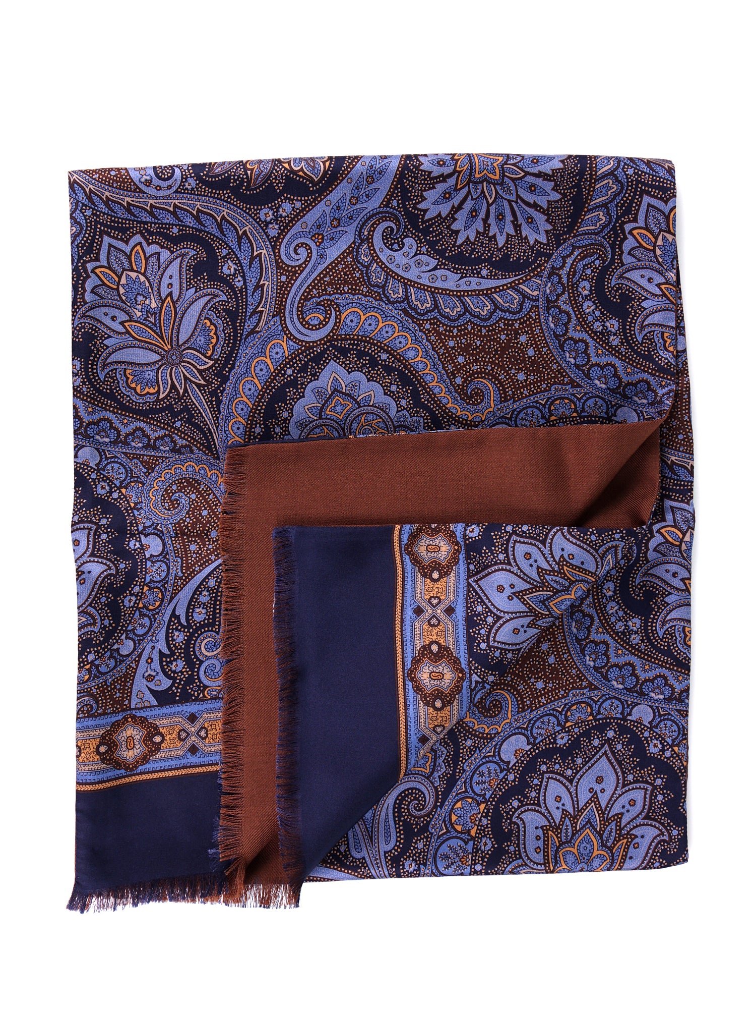 Sciarpa doppiata in seta\lana stampata TIDE blu