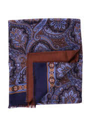 Sciarpa doppiata in seta\lana stampata TIDE blu