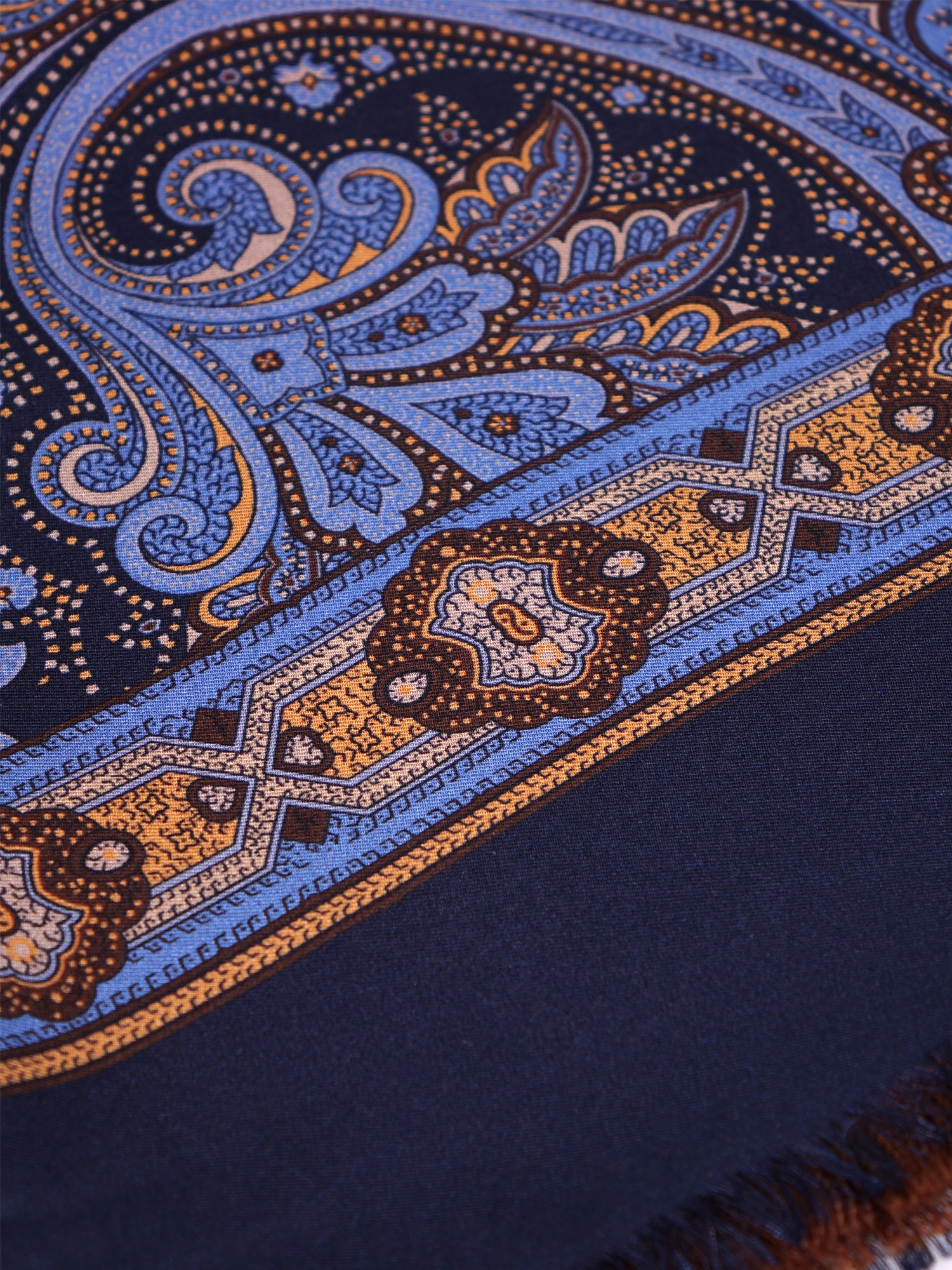 Sciarpa doppiata in seta\lana stampata TIDE blu