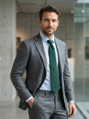 TINA 3-Fold Wool/Silk Forest Green Tie