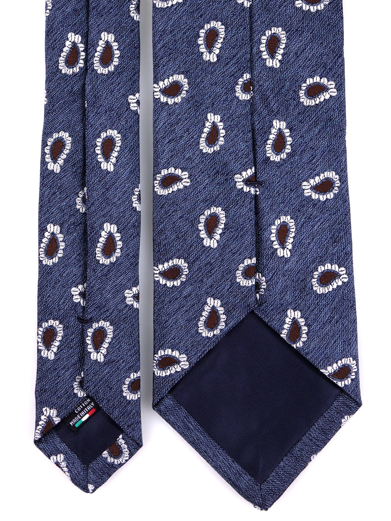 Cravatta 3 pieghe TRENT seta\cotone blu