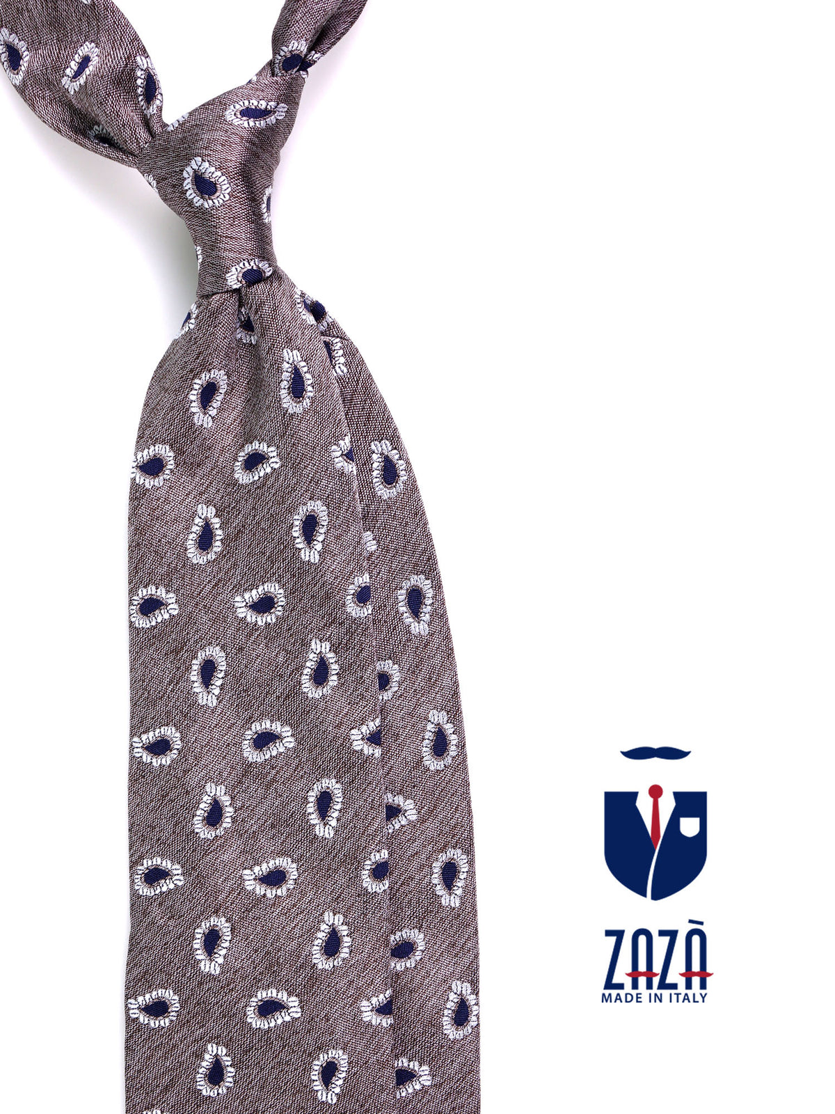 Cravatta 3 pieghe TRENT seta\cotone marrone