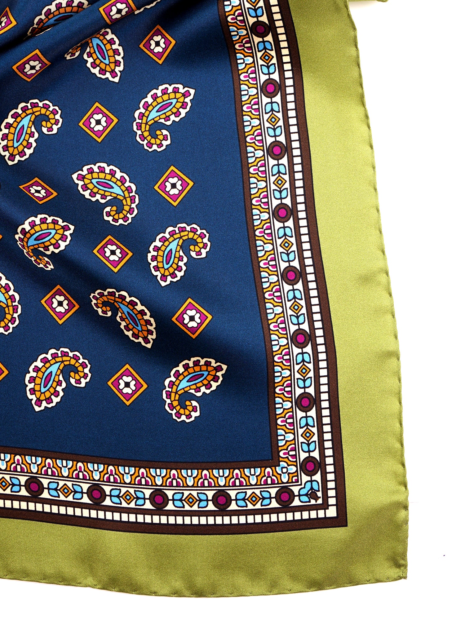 Foulard TRON verde in seta stampata