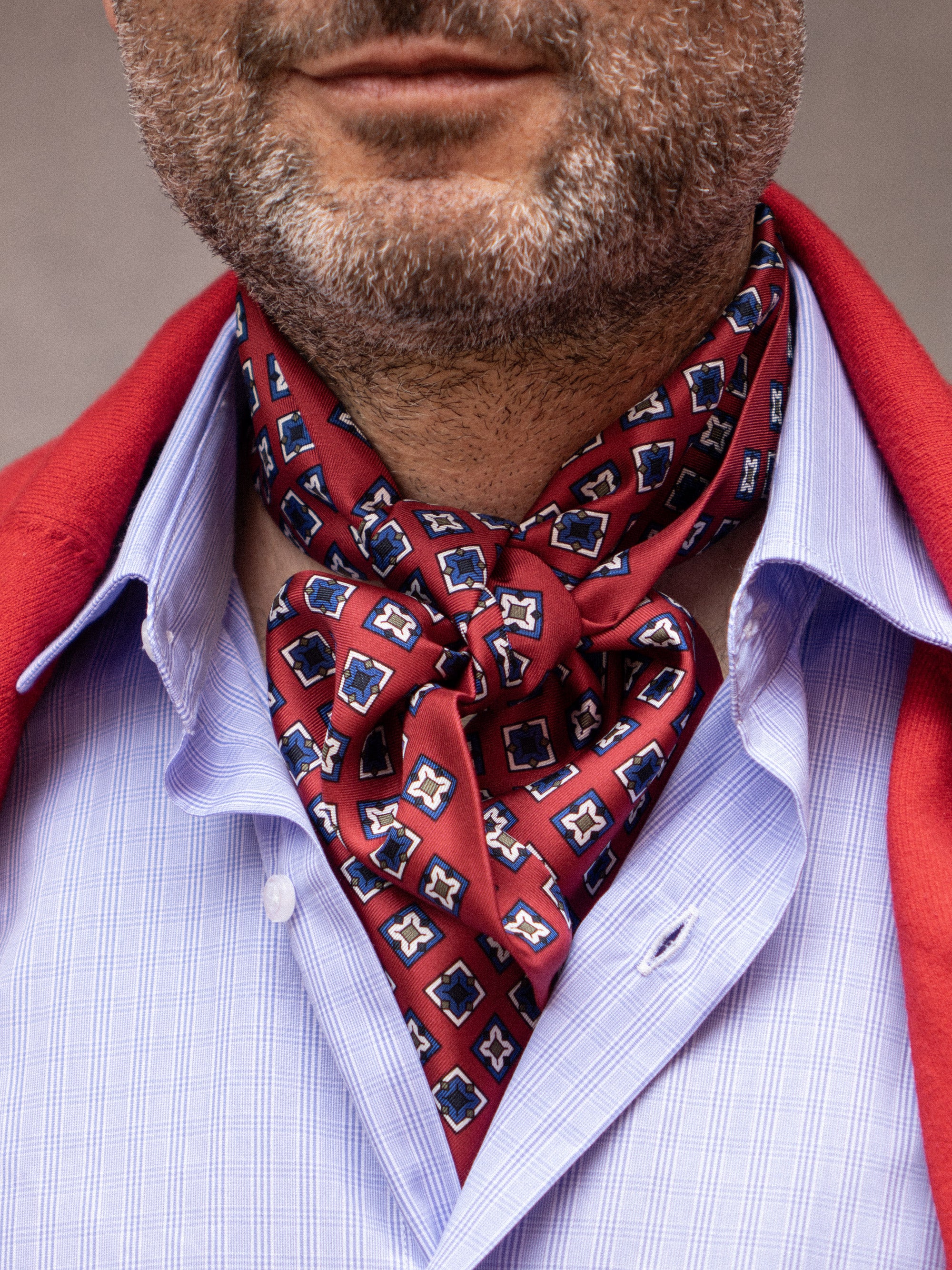Foulard twilly in seta stampata VICKY Rosso