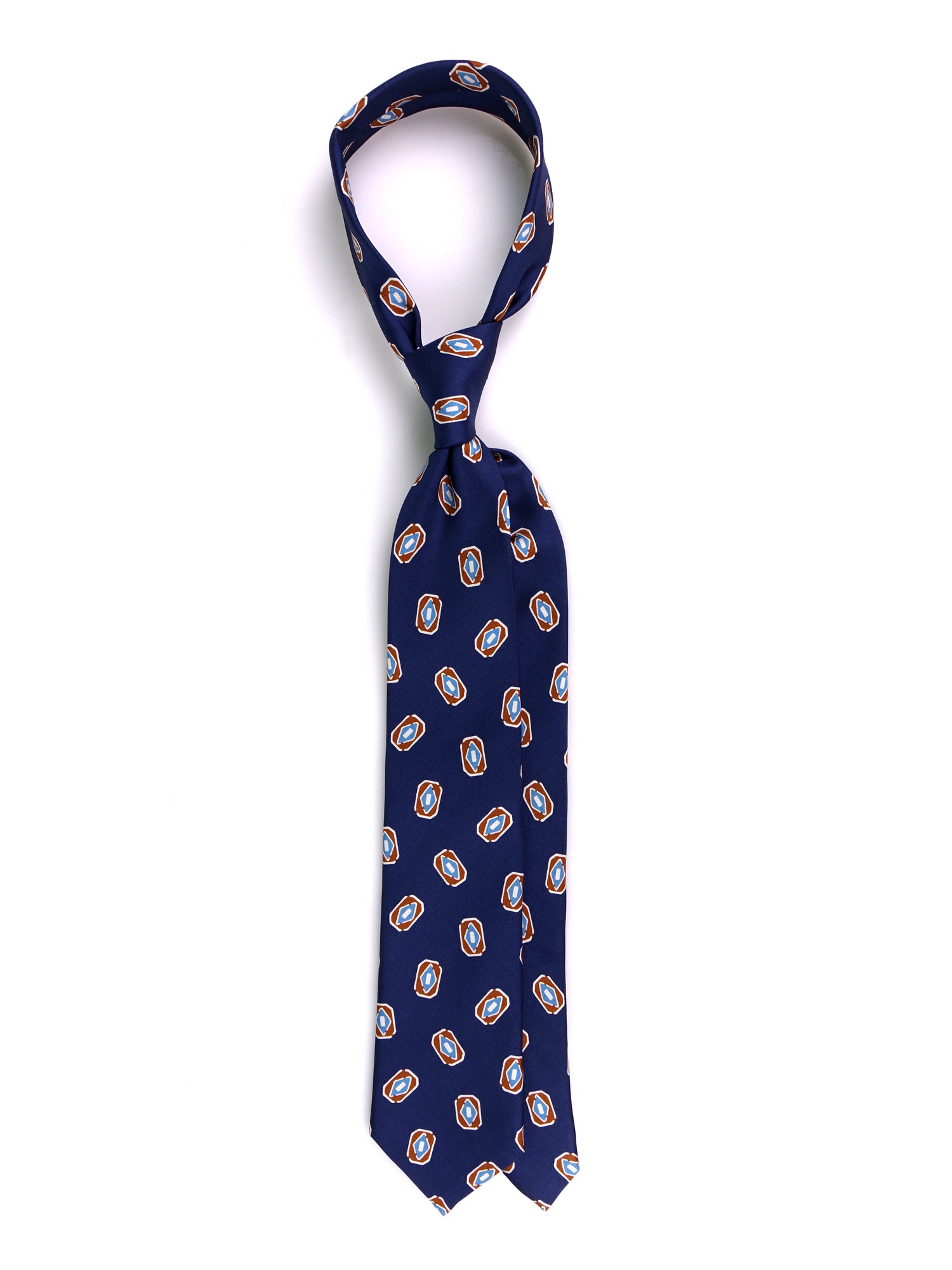 Cravatta 3 pieghe WIDOW seta stampata blu