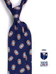 Cravatta 3 pieghe WIDOW seta stampata blu