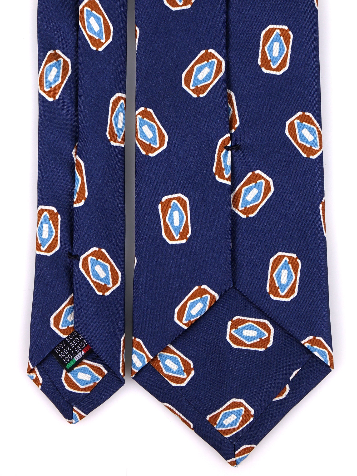 Cravatta 3 pieghe WIDOW seta stampata blu