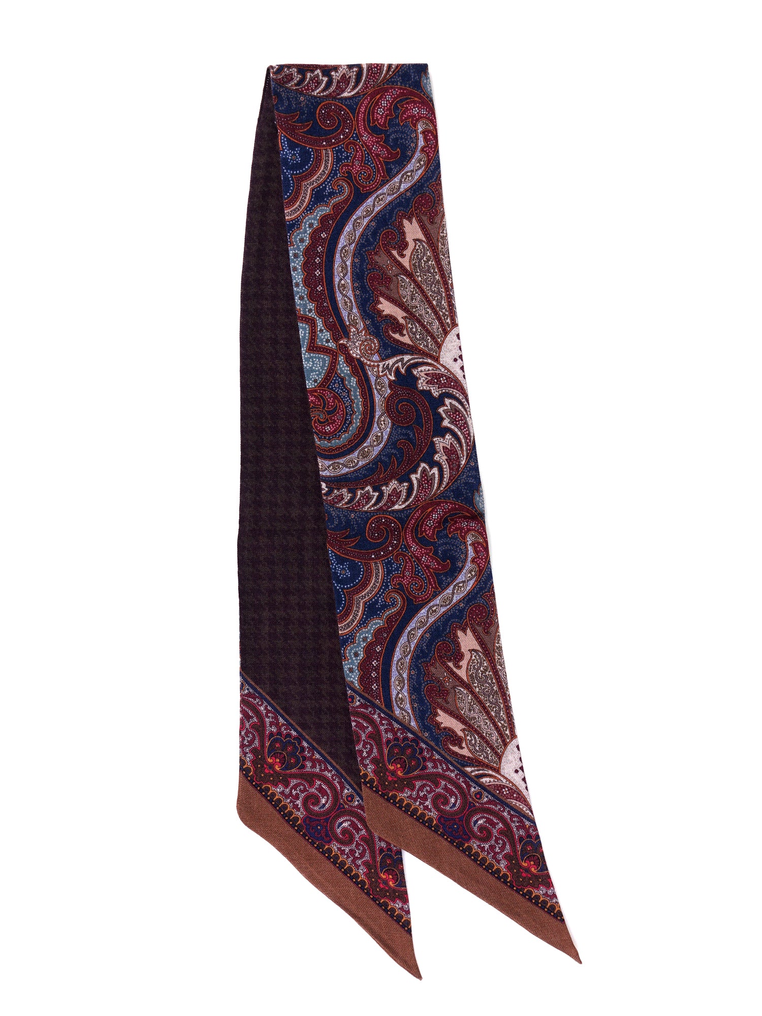 Foulard Twilly double face marrone in lana stampata WOOLLY