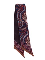 Foulard Twilly double face marrone in lana stampata WOOLLY
