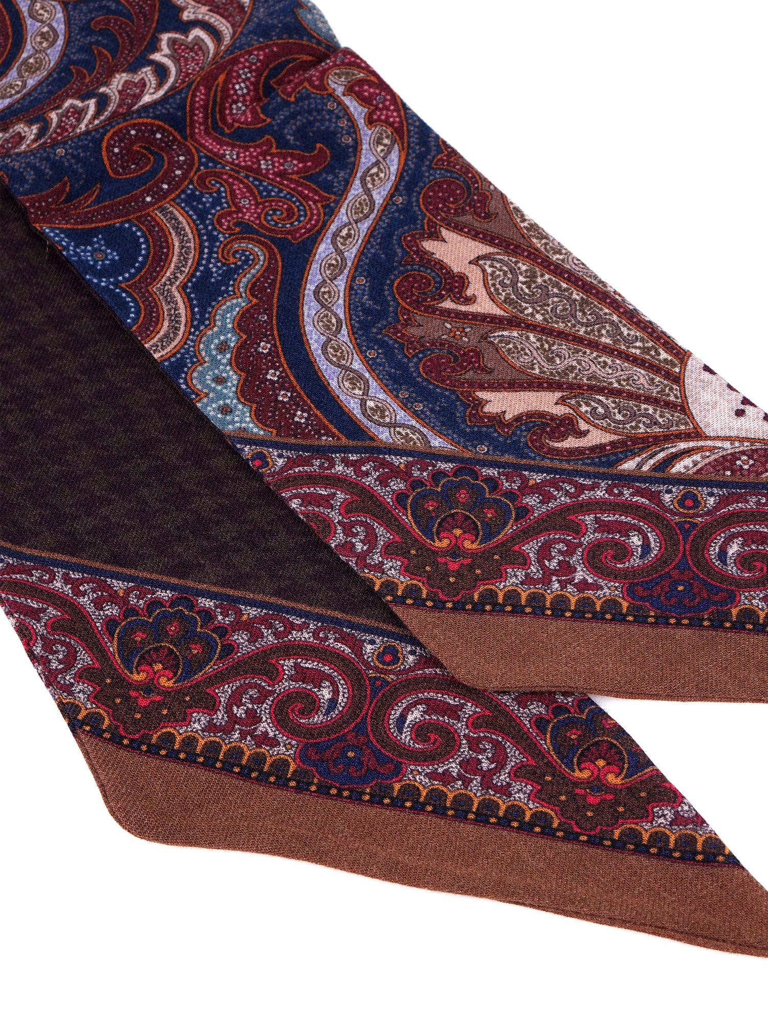 Foulard Twilly double face marrone in lana stampata WOOLLY