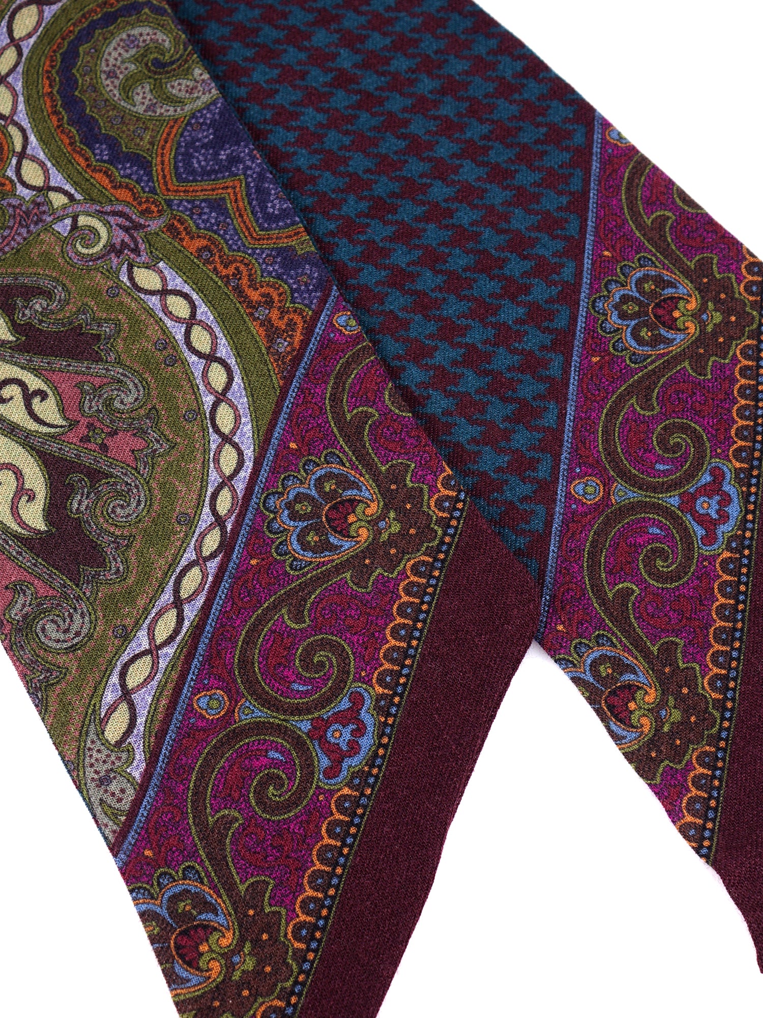 Foulard Twilly double face verde in lana stampata WOOLLY