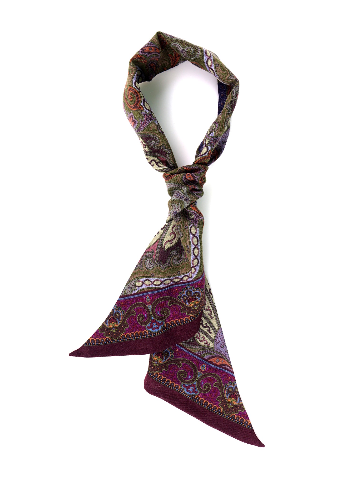 Foulard Twilly double face verde in lana stampata WOOLLY