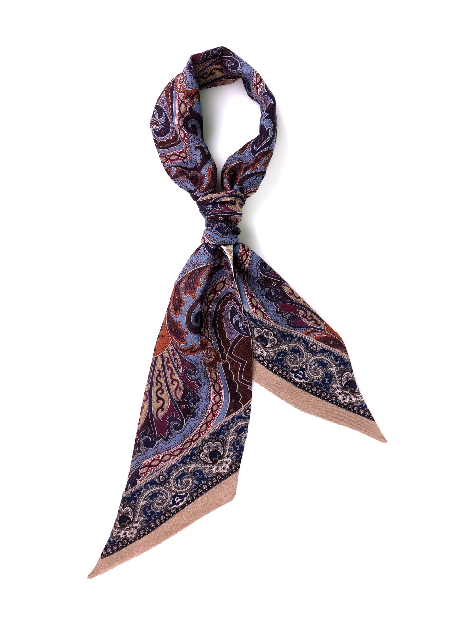 Foulard Twilly double face Beige in lana stampata WOOLLY