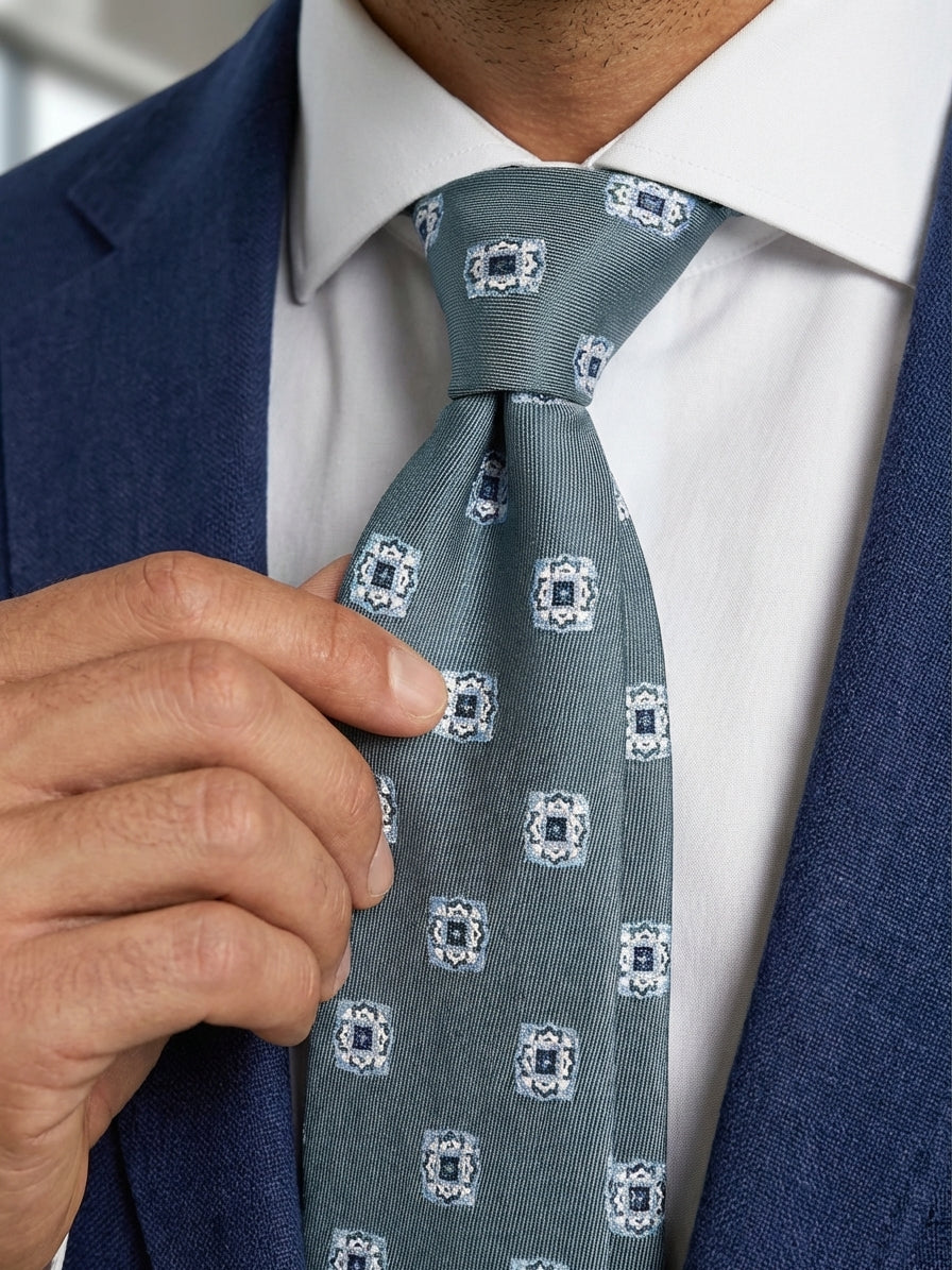 Cravatta 3 pieghe CASE in seta jacquard Verde