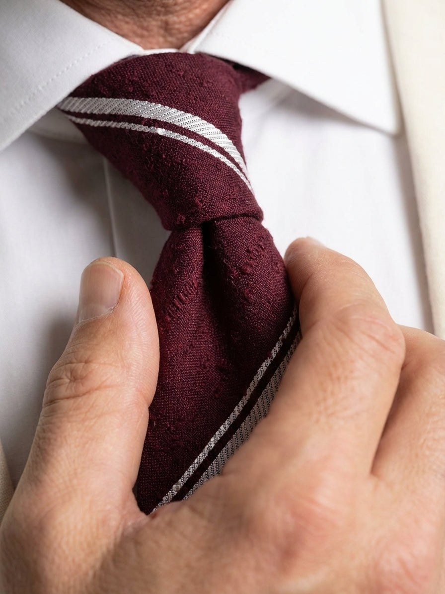Cravatta 3 Pieghe bordeaux BIRTO Seta shantung
