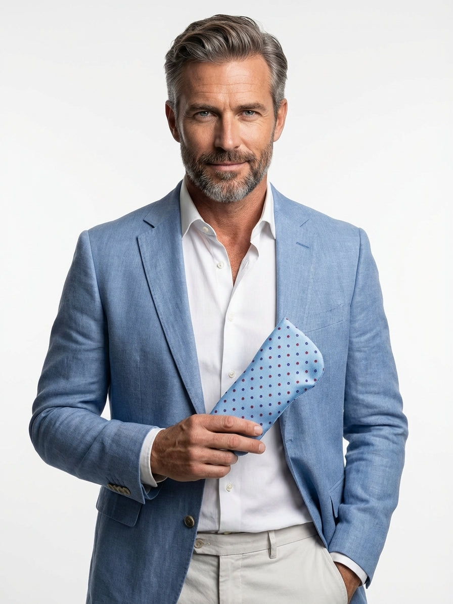 Portaocchiali celeste Severi in seta stampata inglese