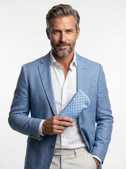 Portaocchiali celeste Severi in seta stampata inglese