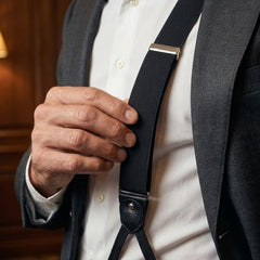 Bretella 100% seta inglese con lacci in tessuto e clip DACCA Nera