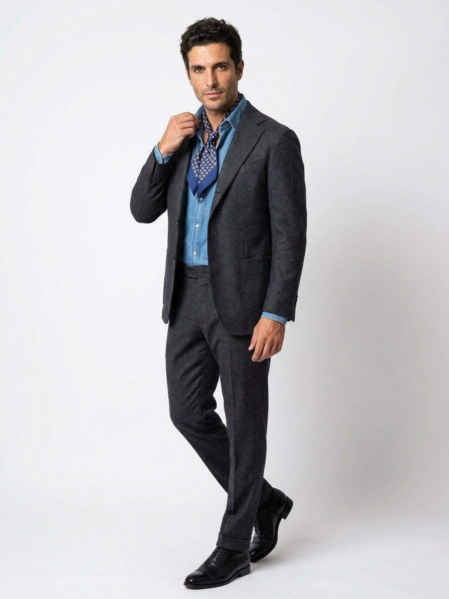 Twilly blu in seta stampata VICKY