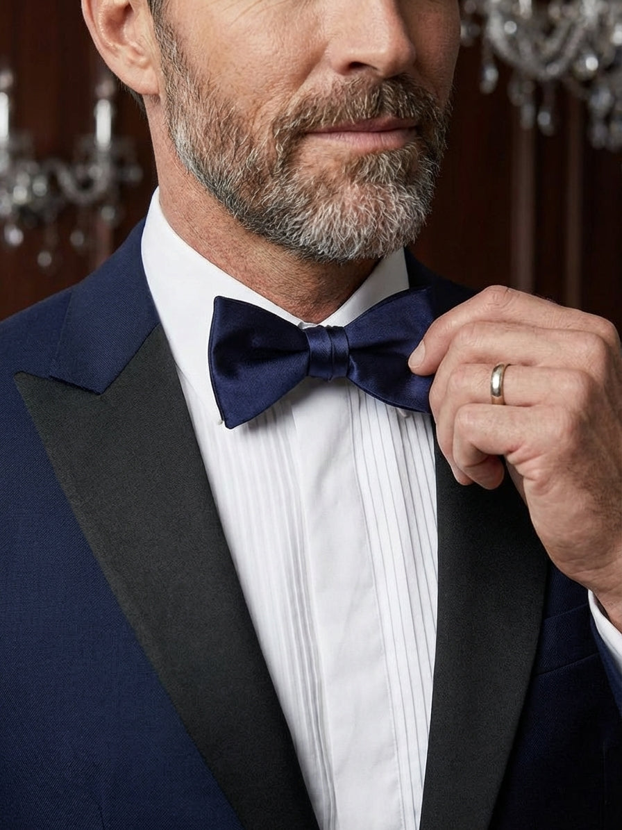 Papillon blu marine da annodare AMANTEA in seta raso