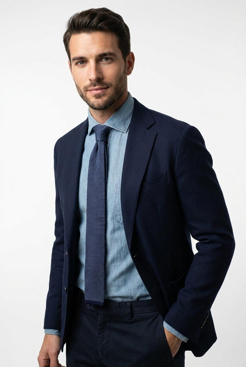 Cravatta in maglia di cotone TARPET blu