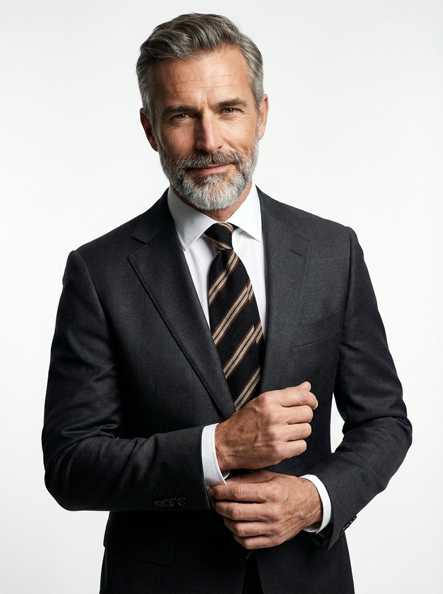 Cravatta 3 pieghe sfoderata nero in seta shantung GRANTA