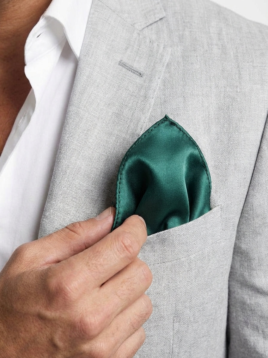 Fazzoletto da taschino in seta CALISTA Verde Scuro