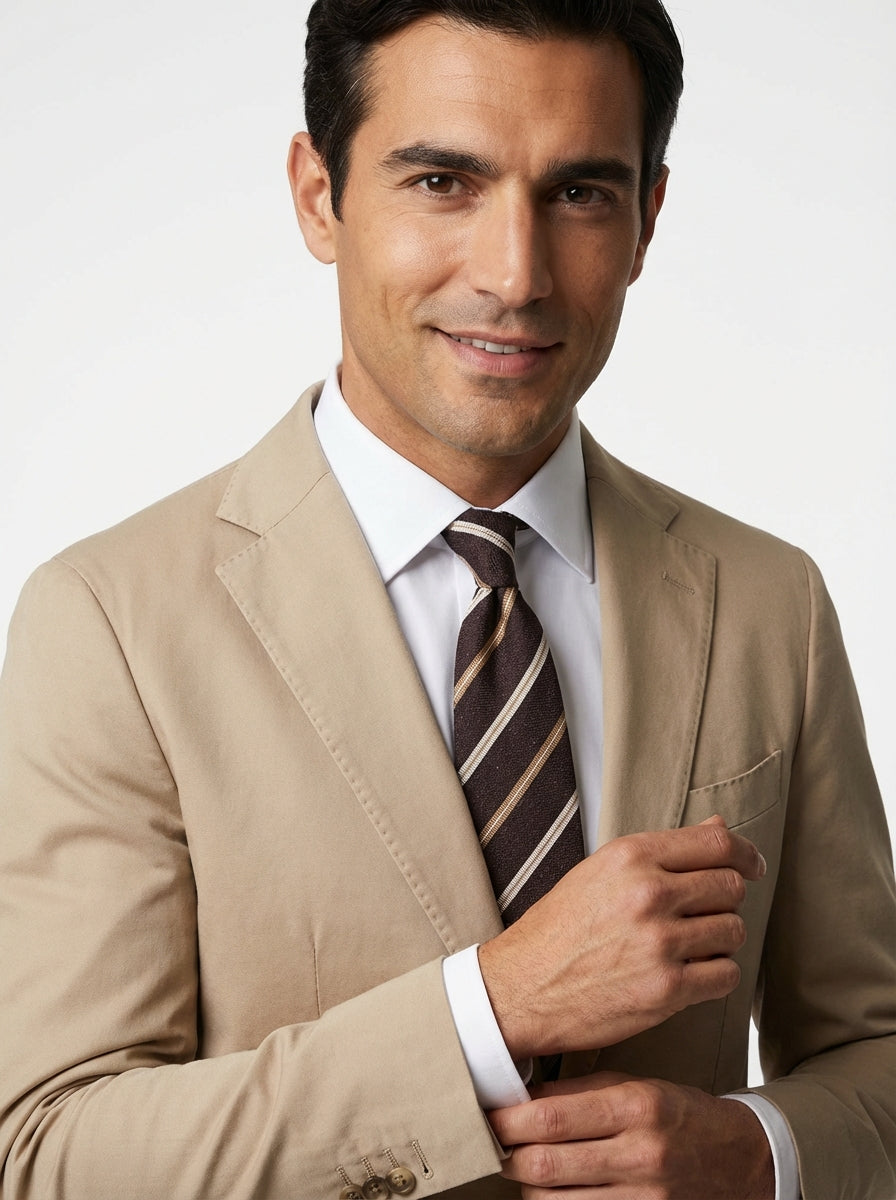 Cravatta 3 pieghe MOGANO seta\cotone marrone