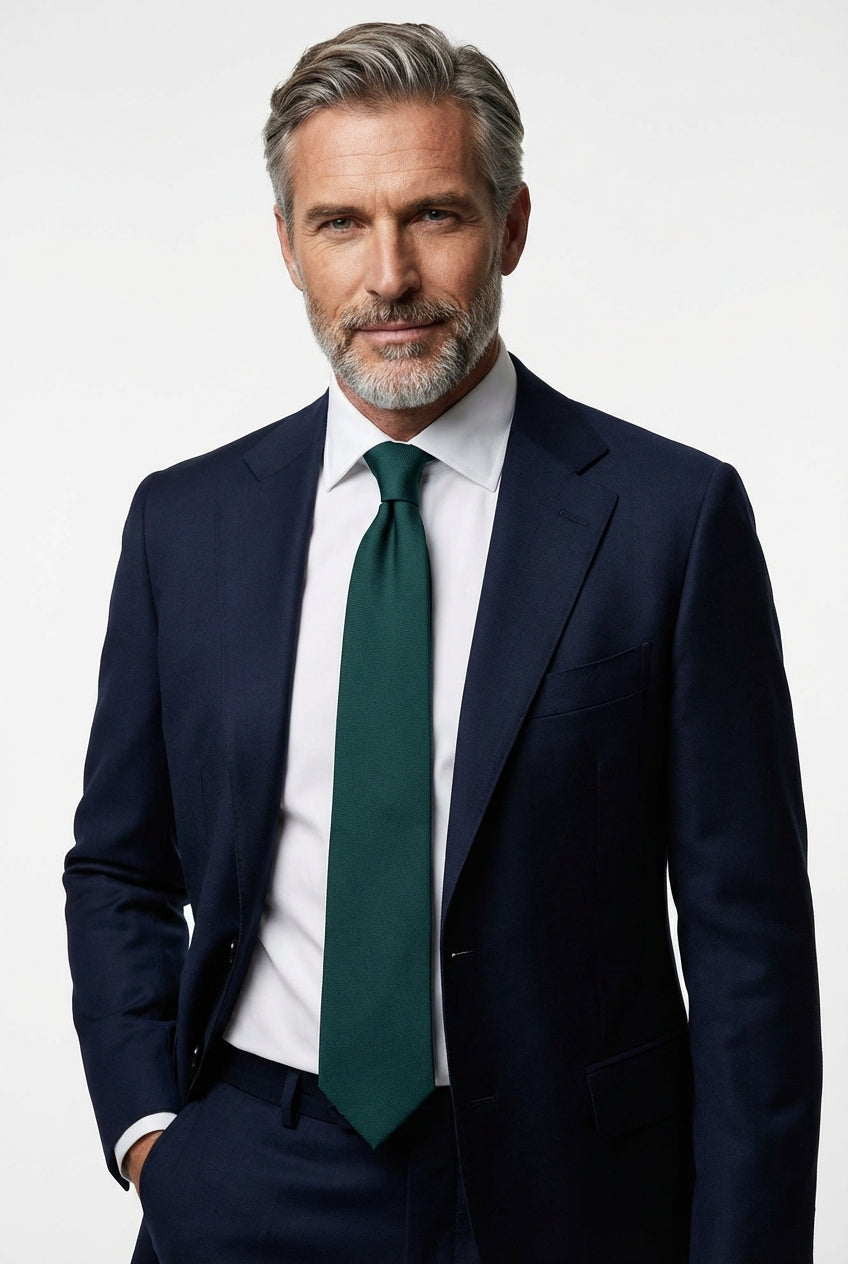 Cravatta Verde Scuro 3 Pieghe DACCA in seta inglese stampata