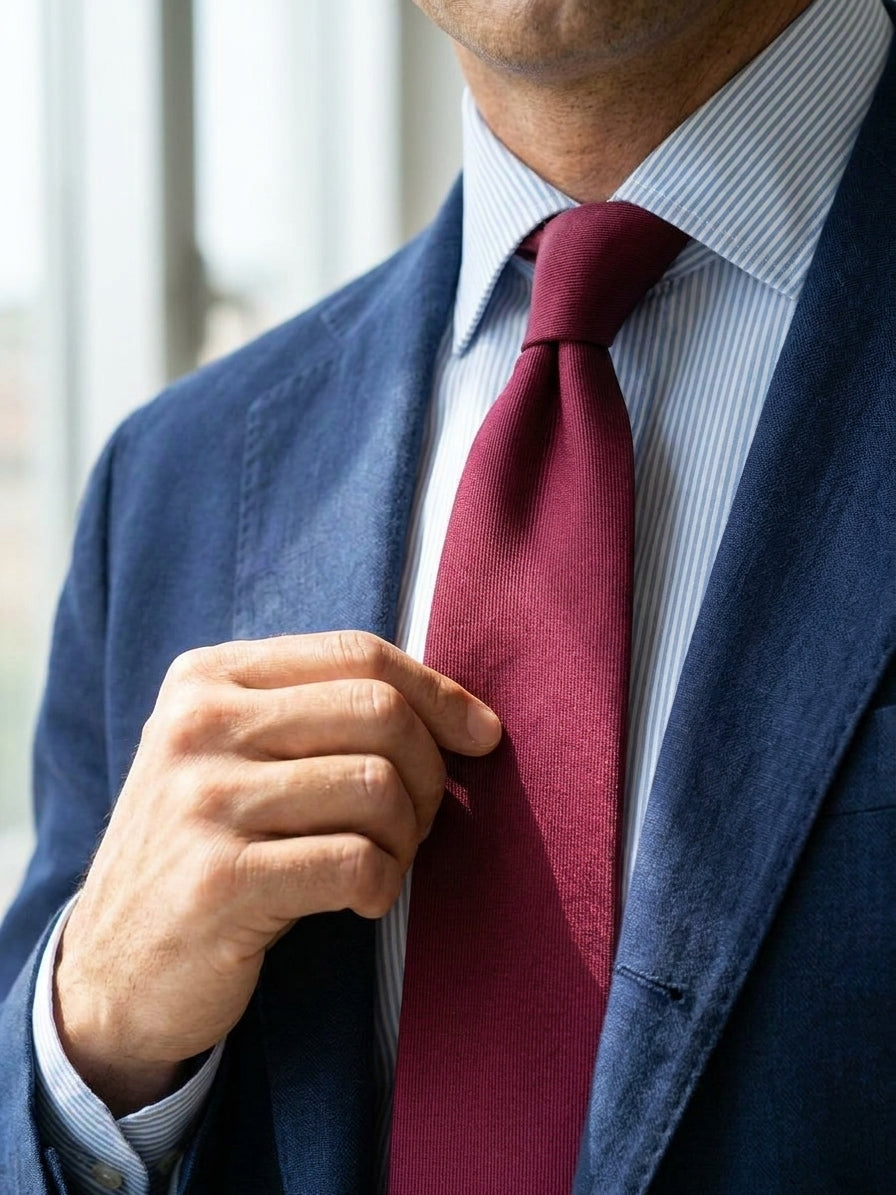 Cravatta 3 pieghe SAGLIETTA in seta Rosso Scuro