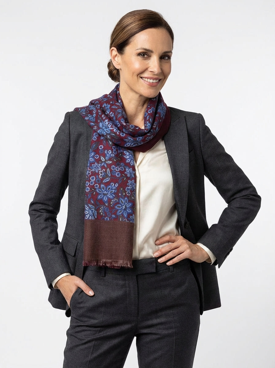 Sciarpa FLOREALE in lana YAK Bordeaux