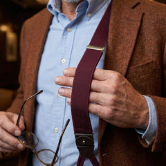 Bretella 100% seta inglese con lacci in tessuto e clip DACCA Bordeaux