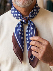 Foulard uomo a pois blu e marrone in seta stampata SMEAGOL