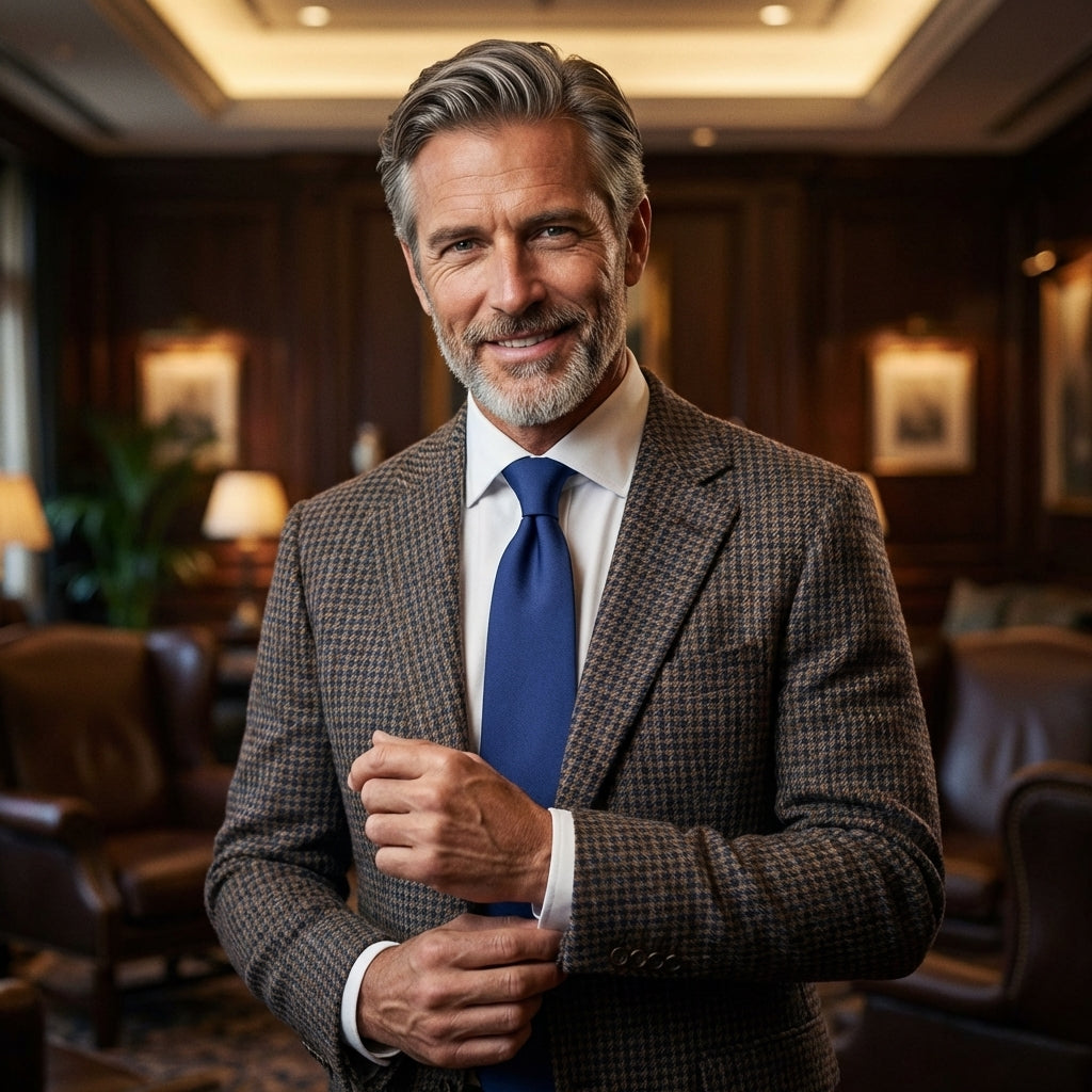 Cravatta 3 Pieghe DACCA in seta inglese stampata Blu