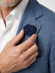 Piccolo fiore all'occhiello RUBINO Garza di seta-Blu