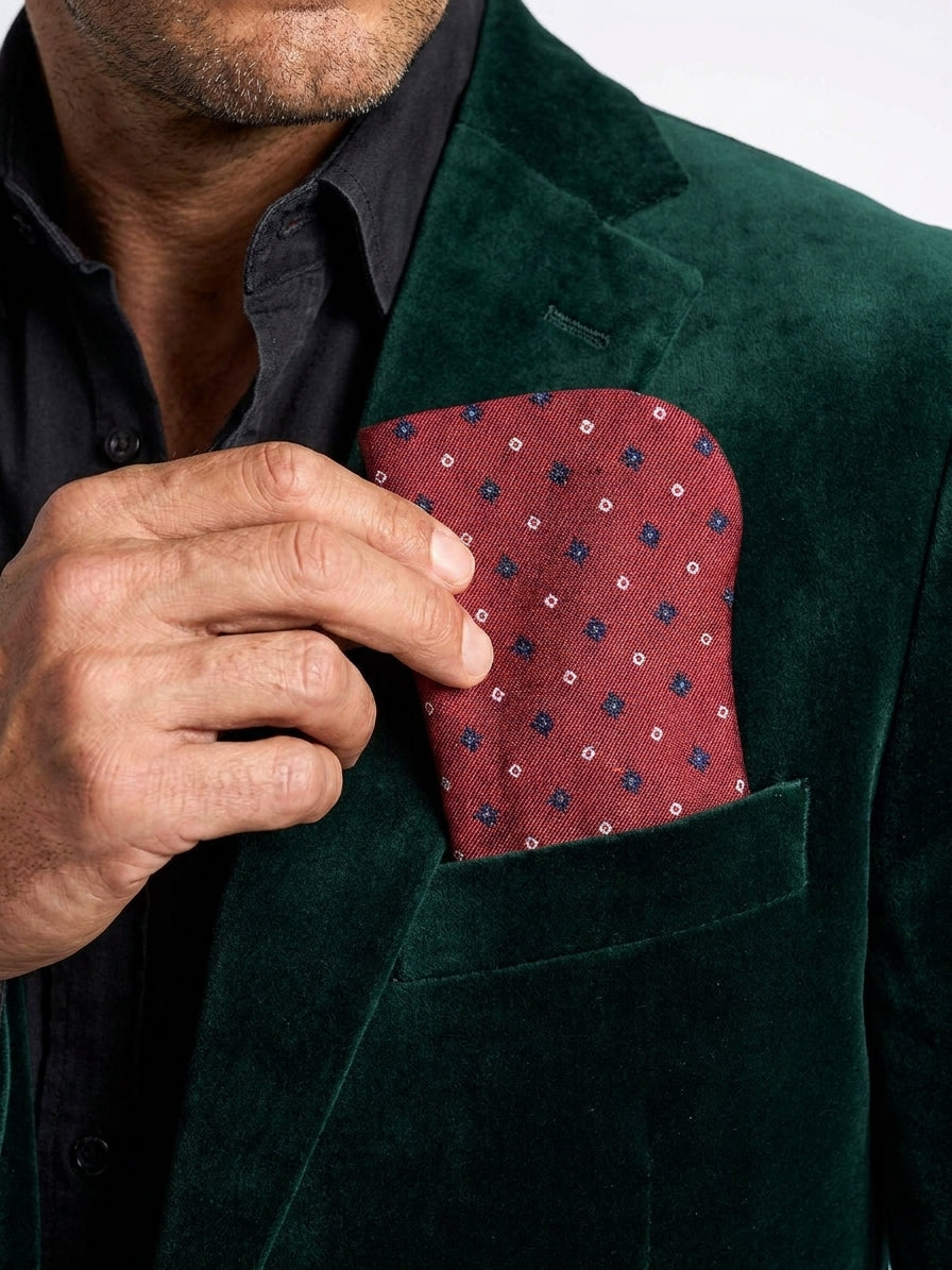 Portaocchiali rosso in seta jacquard LORENO