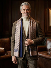 Sciarpa doppiata in seta\lana stampata SPORTY beige