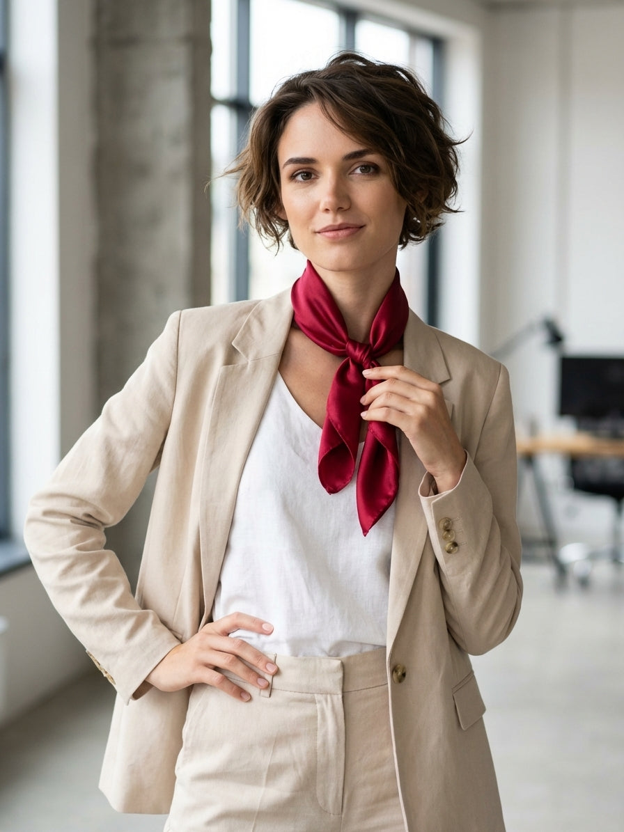 Foulard 100% seta stampata CALISTA  Rosso Scuro