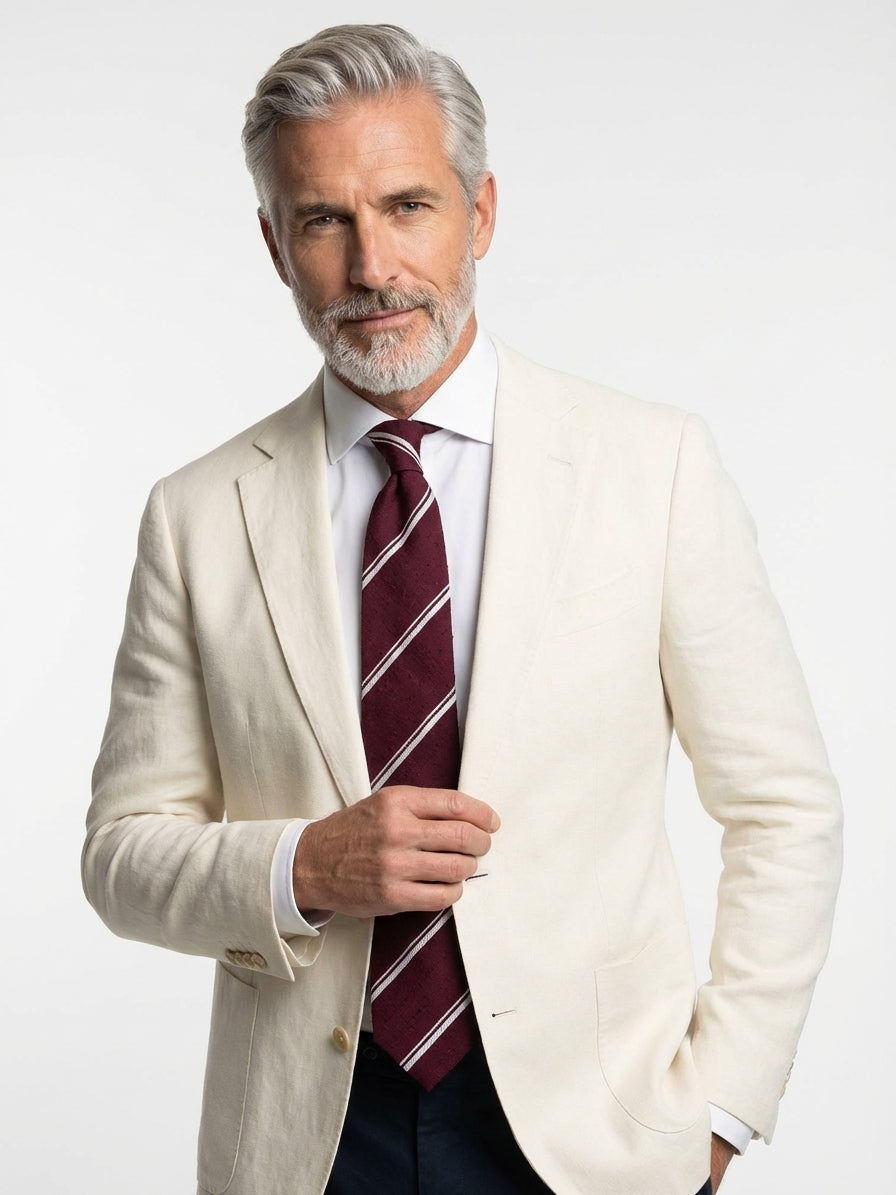 Cravatta 3 Pieghe bordeaux BIRTO Seta shantung